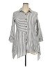 Soft Surroundings Stripes Gray 3/4 Sleeve Button-Down Shirt Size XXL (estimated) - photo 1