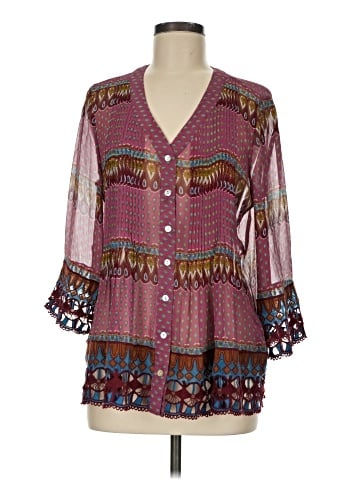 Sundance 3/4 Sleeve Silk Top (view 1)