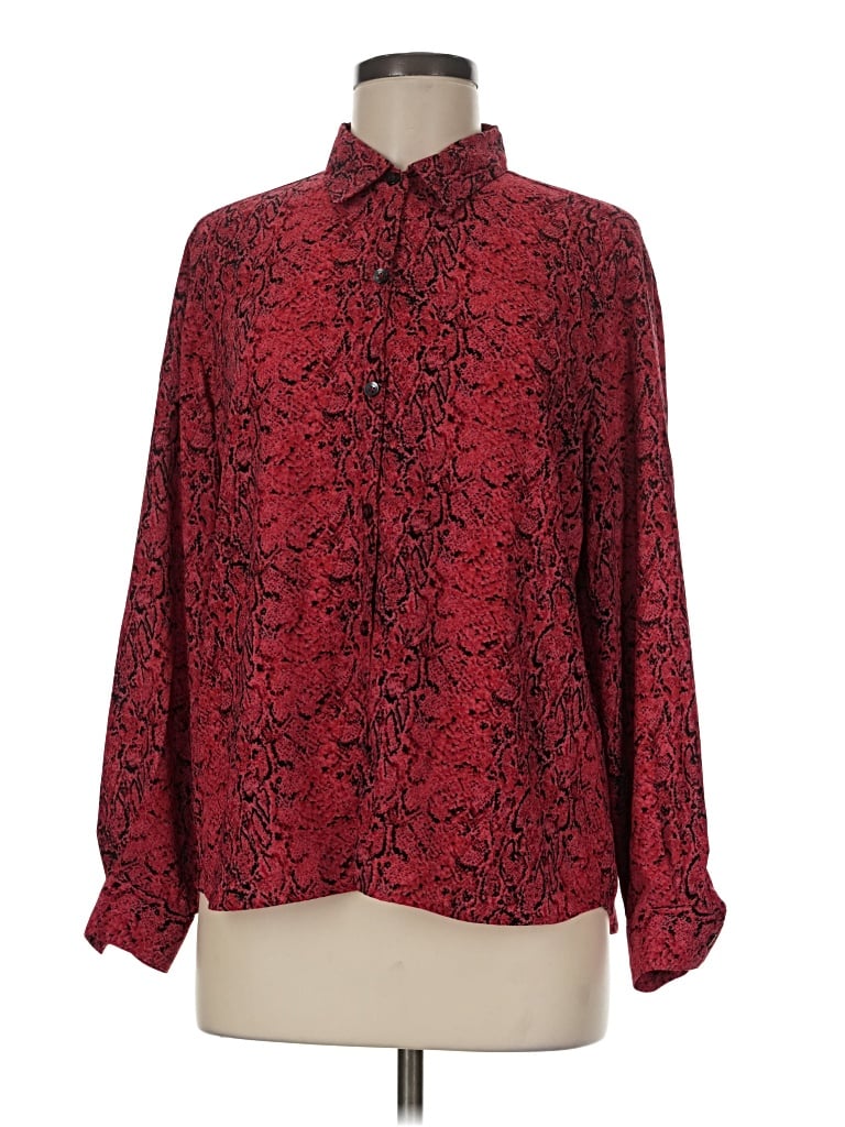 Pre-owned Liz Claiborne Long Sleeve Blouse In Red
