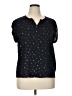 Papermoon 100% Polyester Stars Black Short Sleeve Blouse Size XL (petite) - photo 1