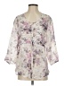 Massimo Dutti 100% Rayon Ivory Purple 3/4 Sleeve Blouse Size 36 - 46 - photo 1