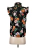 Aqua 100% Polyester Floral Black Sleeveless Blouse Size XS - photo 2