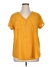 Peach 100% Polyester Yellow Short Sleeve Blouse Size 1XL - photo 1