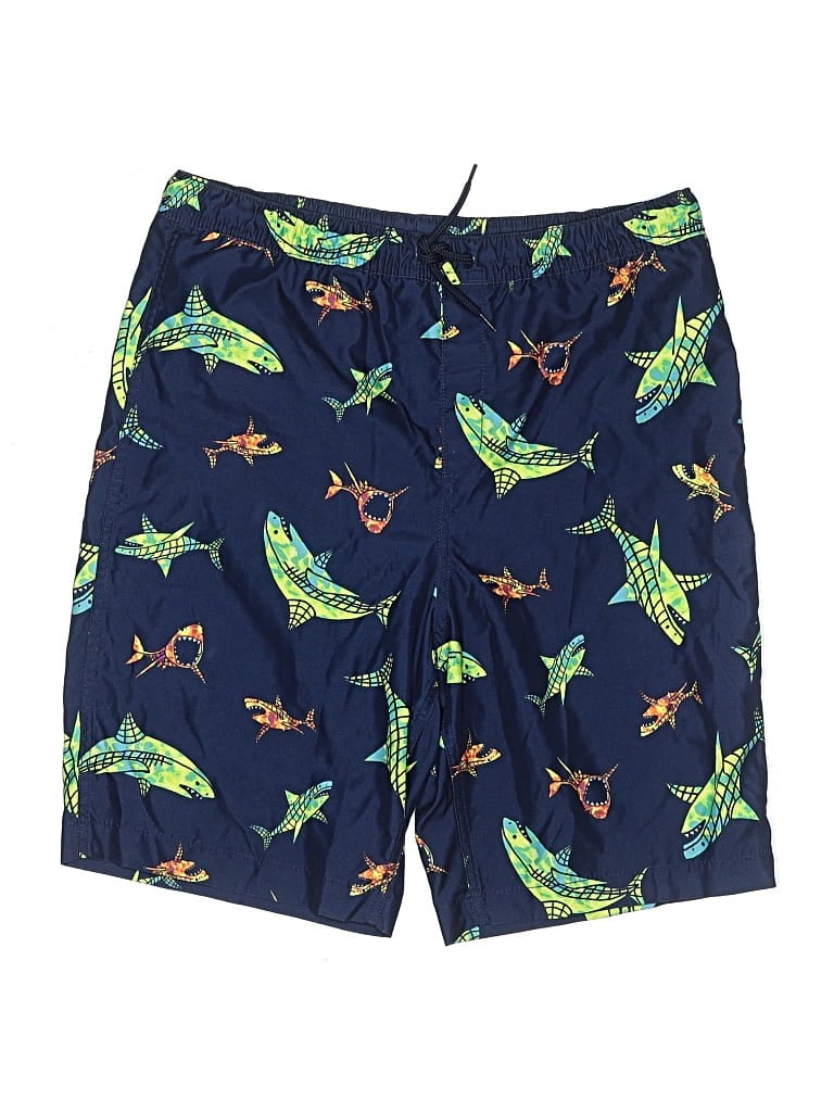 Pre-owned Lands' End Kids'  Board Shorts In Blue
