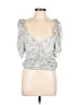 Slate & Willow 100% Rayon Silver Short Sleeve Top Size L - photo 1