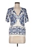 Talbots Argyle Damask Jacquard White Blue Cardigan Size M - photo 1
