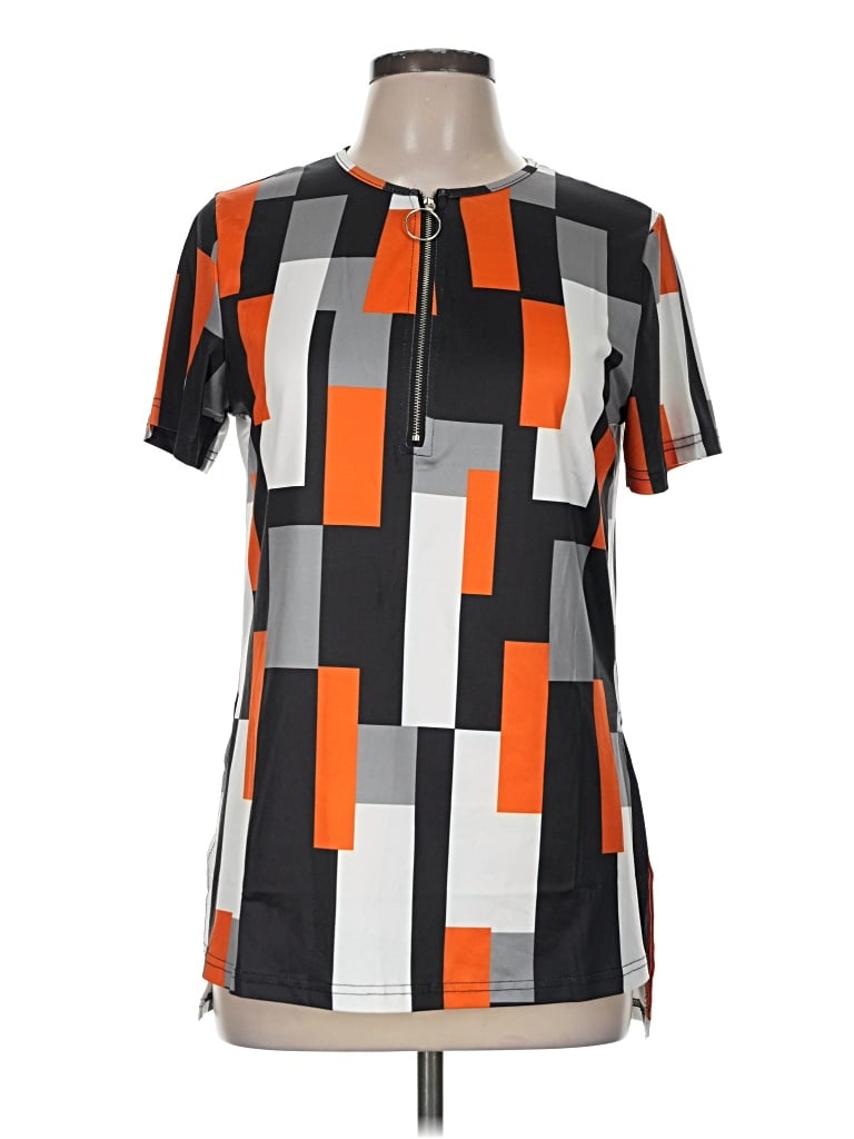 Pre-owned Unbranded Short Sleeve Blouse In Orange