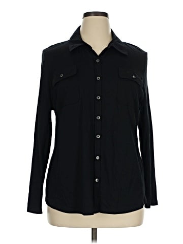 Karen Scott Long Sleeve Button-Down Shirt (view 1)