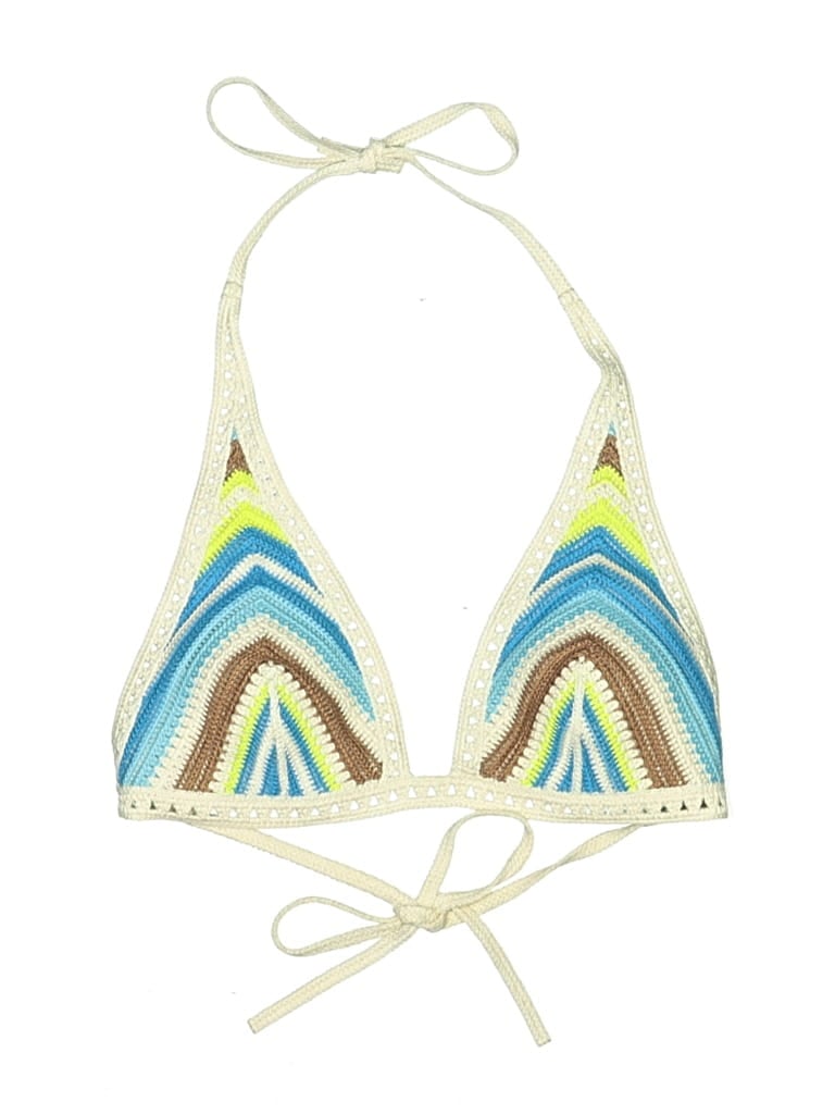 Pre-owned Aerie Swimsuit Top Ivory Print Pattern Swimwear