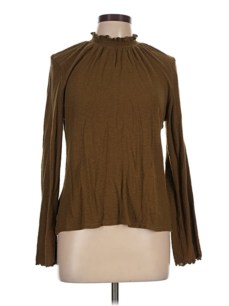 Pre-owned Texture & Thread Madewell Long Sleeve Top Brown Turtleneck Tops