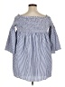 Shyanne 100% Cotton Blue 3/4 Sleeve Blouse Size XL - photo 2