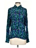 Carlisle 100% Silk Paisley Teal Long Sleeve Silk Top Size 4 - photo 1