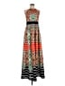 Eliza J 100% Polyester Print Orange Casual Dress Size 8 - photo 1
