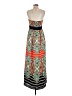 Eliza J 100% Polyester Print Orange Casual Dress Size 8 - photo 2