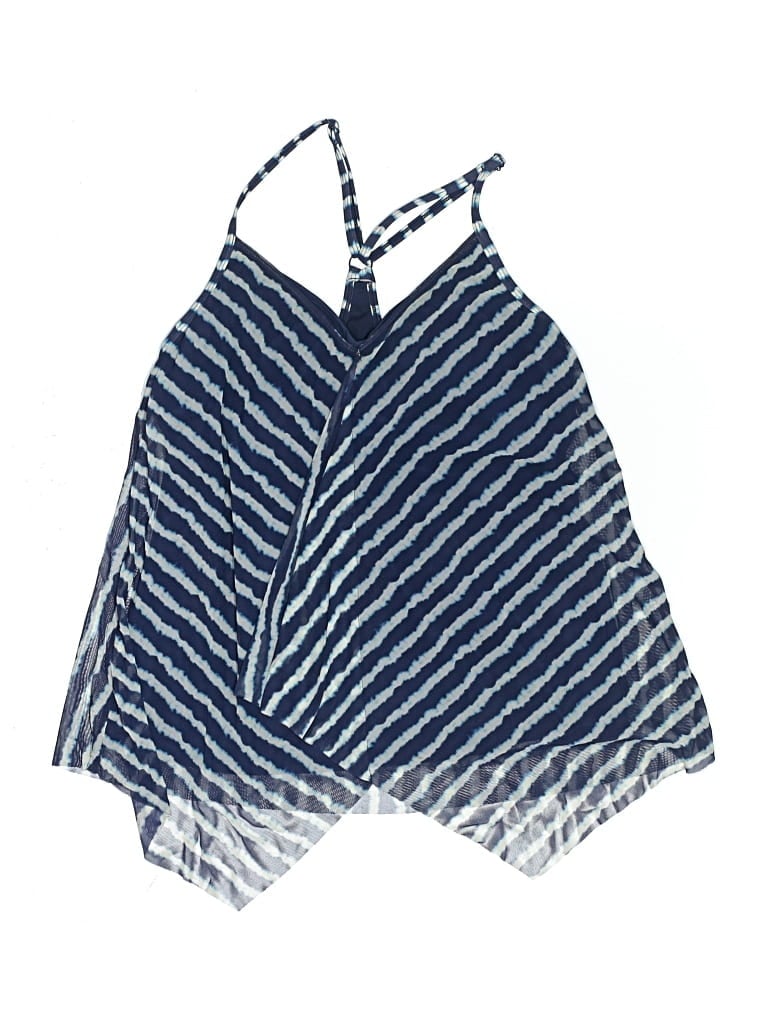 Pre-owned Beach House Swimsuit Top Blue Chevron/herringbone Pattern Swimwear
