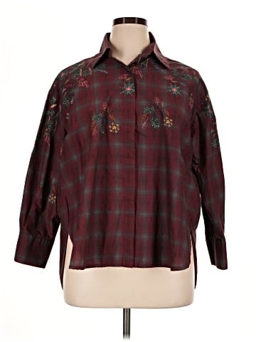 Unbranded 3/4 Sleeve Button-Down Shirt (view 1)