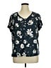 Laura Ashley Floral Black Short Sleeve Blouse Size XL - photo 1