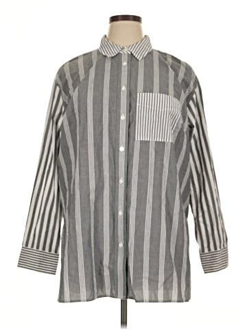Madewell The Plus Signature Poplin Oversized Shirt in Stripe (view 1)