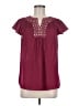 Max Studio 100% Polyester Burgundy Short Sleeve Blouse Size M - photo 1