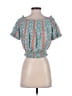 Feathers 100% Cotton Teal Blue Short Sleeve Blouse Size S - photo 2