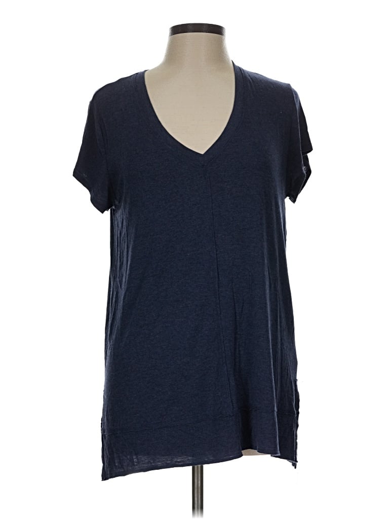 Pre-owned H By Bordeaux Short Sleeve Top Blue V-neck Tops