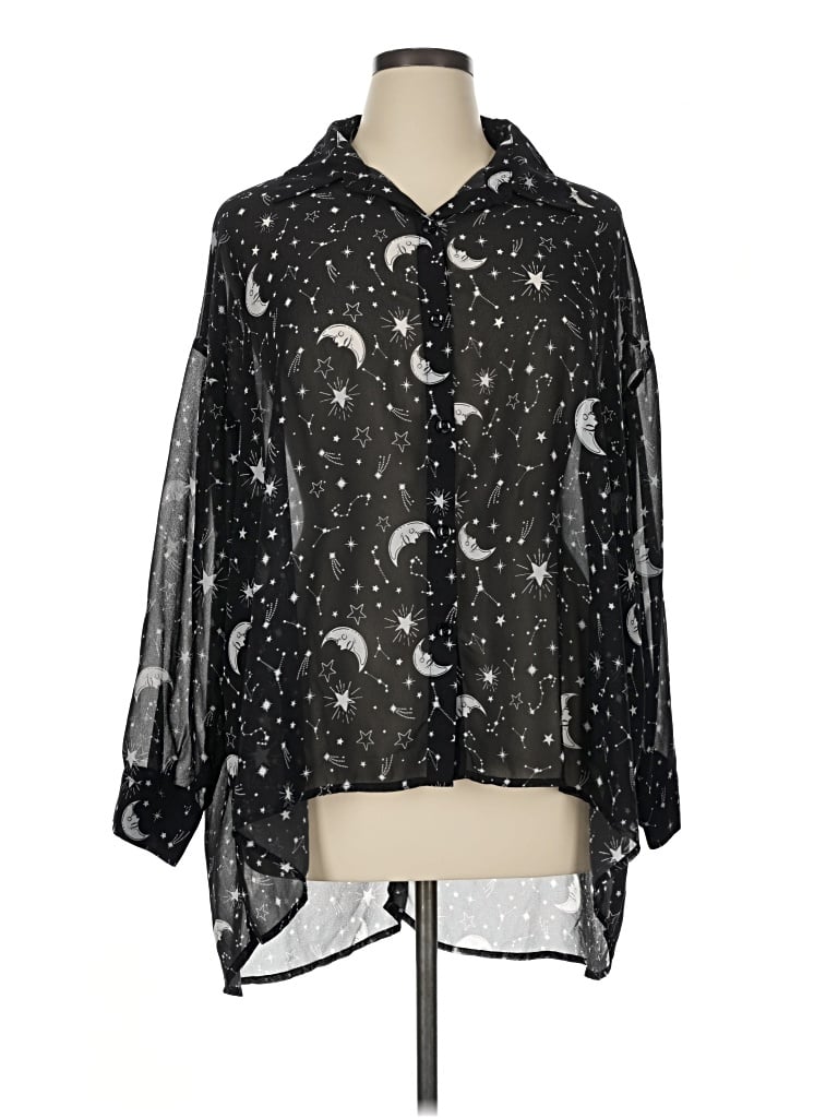 Pre-owned Shein Curve 3/4 Sleeve Blouse In Black