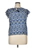 Rose + Olive 100% Rayon Blue Short Sleeve Blouse Size XL - photo 1