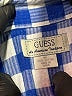 Guess 100% Cotton Checkered-gingham Blue Short Sleeve Button-Down Shirt Size M - photo 7