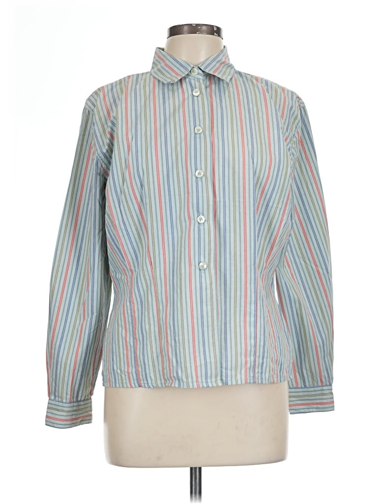 Pre-owned Lizsport Long Sleeve Blouse In Blue