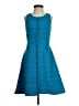 Leifsdottir Chevron-herringbone Teal Cocktail Dress Size 0 - photo 1