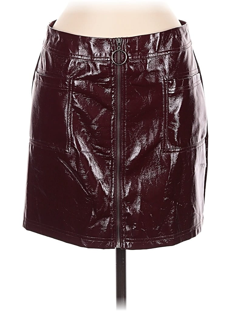 Pre-owned Wild Fable Faux Leather Skirt In Burgundy