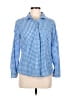 Faded Glory 100% Cotton Checkered-gingham Blue Long Sleeve Button-Down Shirt Size M - photo 1