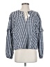 Splendid 100% Cotton Checkered-gingham Blue Long Sleeve Blouse Size S - photo 1