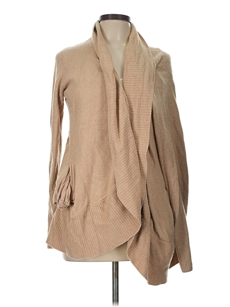 Pre-owned Barefoot Dreams Cozychic Lite Cardigan Sweater In Tan