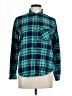 Forever 21 100% Cotton Plaid Green Long Sleeve Button-Down Shirt Size L - photo 1