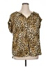 Misia 100% Polyester Animal Print Gold Short Sleeve Blouse Size 1X - photo 1