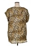 Misia 100% Polyester Animal Print Gold Short Sleeve Blouse Size 1X - photo 2