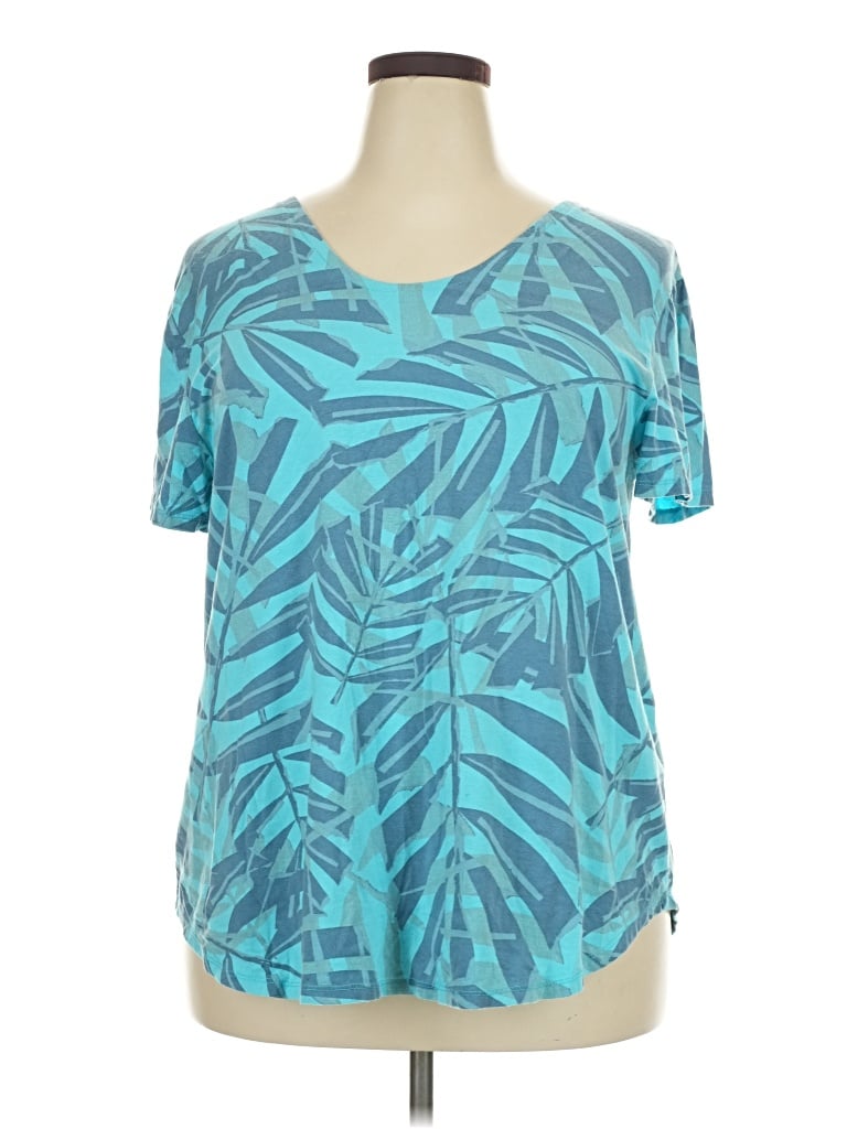 Pre-owned Fresh Produce Short Sleeve Top Teal Scoop Neck Tops