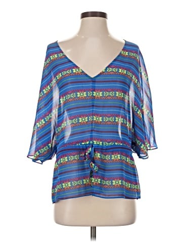 Aqua 3/4 Sleeve Blouse (view 1)