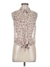Papaya Floral Ivory Sleeveless Button-Down Shirt Size M - photo 1