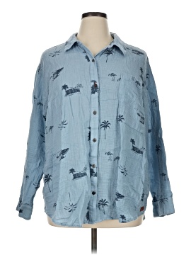 Peace Love World Long Sleeve Button Down Shirt