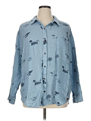 Peace Love World Long Sleeve Button-Down Shirt (view 1)