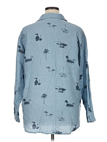 Peace Love World Long Sleeve Button-Down Shirt (view 2)