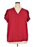 Fashion 100% Polyester Red Short Sleeve Blouse Size XXL - photo 1