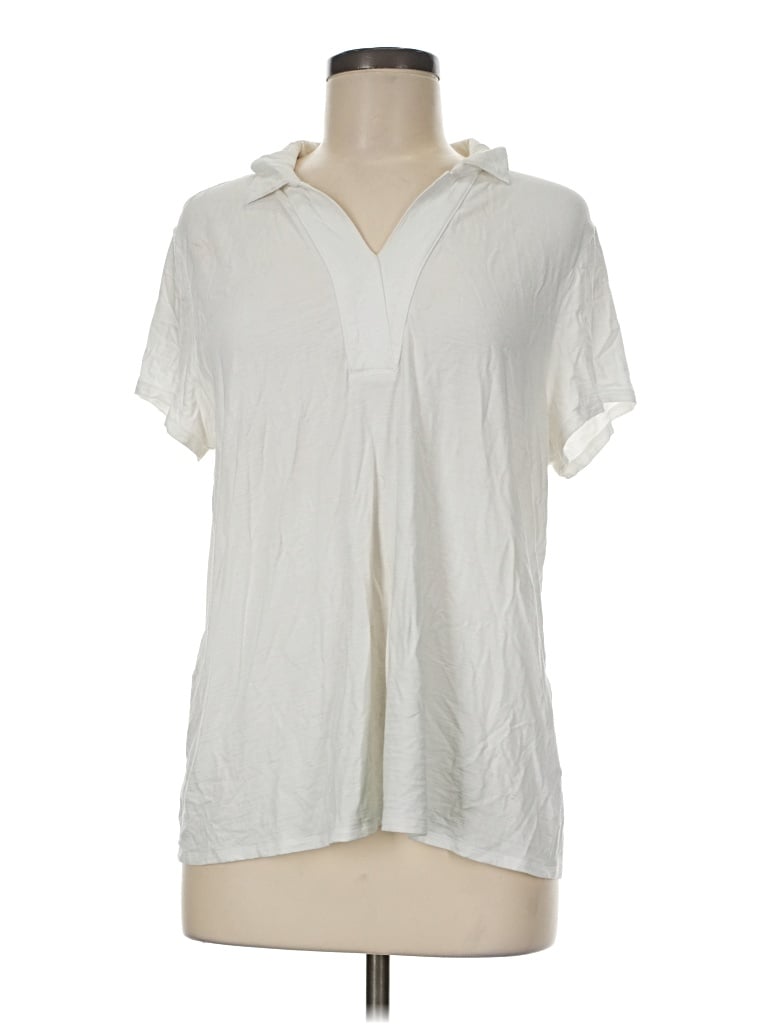 Pre-owned Jjill Short Sleeve Blouse In Ivory