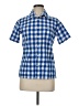 Guess 100% Cotton Checkered-gingham Blue Short Sleeve Button-Down Shirt Size M - photo 1