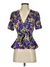 Saloni 100% Polyester Purple Short Sleeve Blouse Size 0 - photo 1