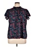 SimpleFun 100% Polyester Floral Blue Short Sleeve Blouse Size XL - photo 1