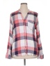 Tinsel 100% Viscose Plaid Pink Long Sleeve Blouse Size XL - photo 1