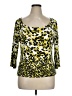 St. John Animal Print Yellow 3/4 Sleeve T-Shirt Size XL - photo 1